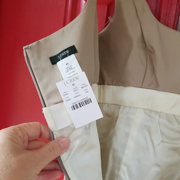 Lovely 50's style J. Crew nude-tone silk dress, size P6 - Picture 3 of 5